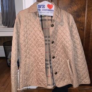 Tan Diamond Quilted Burberry Jacket